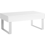 Modna duża ława biała z szufladą i na metalowych nóżkach - CONTROL Biały / Biały połysk