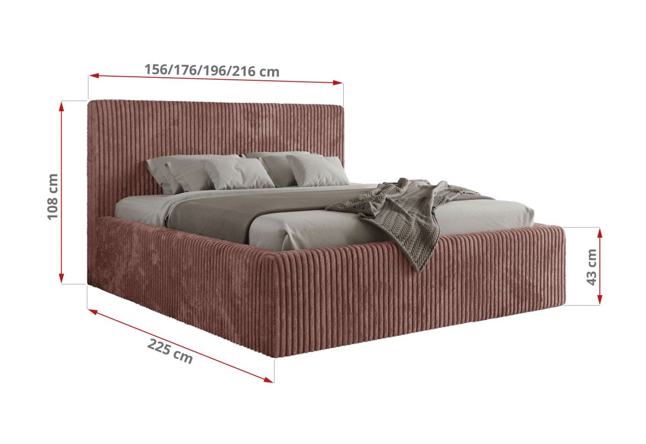 Łóżko tapicerowane TILIANO CLASSIC 200x200 - różowy, sztruks