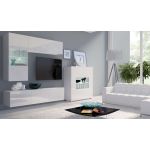 Modna duża ława biała z szufladą i na metalowych nóżkach - CONTROL Biały / Biały połysk