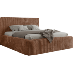 Łóżko tapicerowane TILIANO CLASSIC 200x200 - materac multipocket - pomarańczowy, sztruks