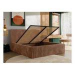 Łóżko tapicerowane TILIANO CLASSIC 160x200 - materac multipocket - pomarańczowy, sztruks