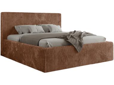 Łóżko tapicerowane TILIANO CLASSIC 200x200 - materac pocket - pomarańczowy, sztruks