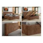 Łóżko tapicerowane TILIANO CLASSIC 140x200 - materac pocket - pomarańczowy, sztruks