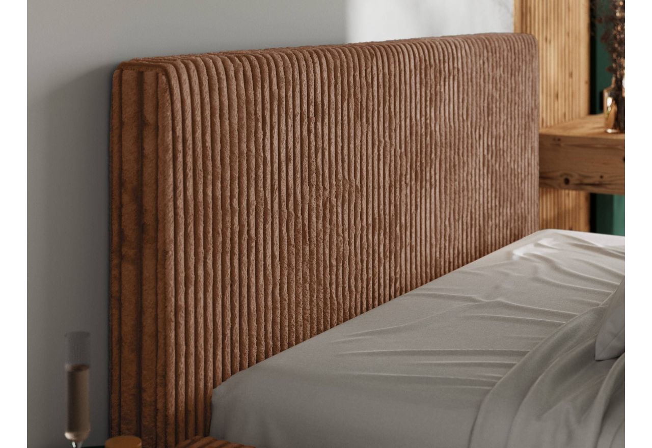 Łóżko tapicerowane TILIANO CLASSIC 160x200 - materac piankowy - pomarańczowy, sztruks