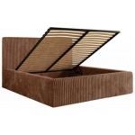 Łóżko tapicerowane TILIANO CLASSIC 140x200 - materac piankowy - pomarańczowy, sztruks