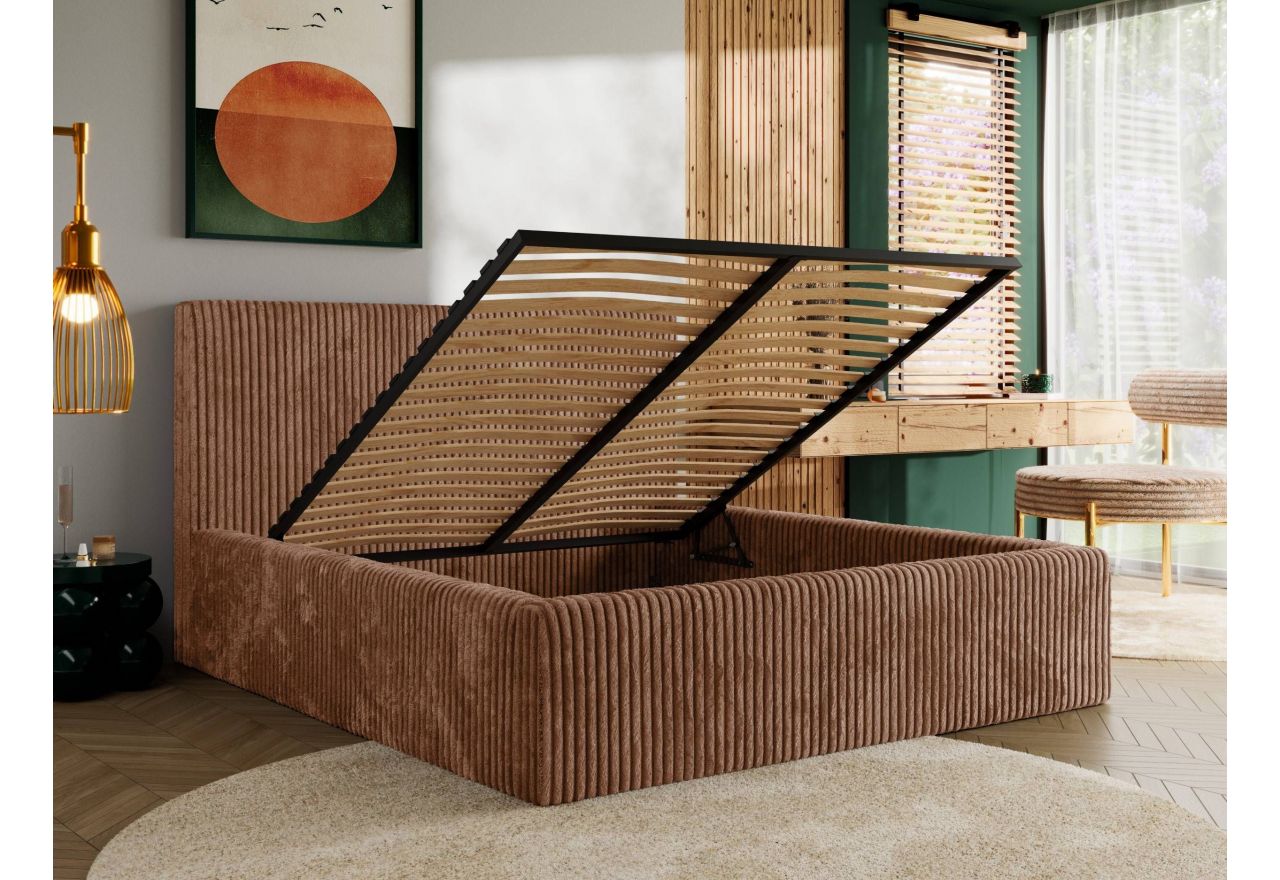 Łóżko tapicerowane TILIANO CLASSIC 200x200 - pomarańczowy, sztruks