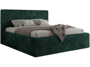 Łóżko tapicerowane TILIANO CLASSIC 200x200 - materac multipocket - ciemnozielony, sztruks