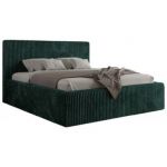 Łóżko tapicerowane TILIANO CLASSIC 200x200 - materac multipocket - ciemnozielony, sztruks