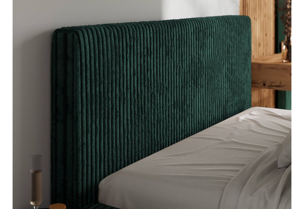 Łóżko tapicerowane TILIANO CLASSIC 160x200 - materac multipocket - ciemnozielony, sztruks