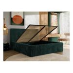 Łóżko tapicerowane TILIANO CLASSIC 180x200 - materac pocket - ciemnozielony, sztruks