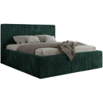 Łóżko tapicerowane TILIANO CLASSIC 160x200 - materac piankowy - ciemnozielony, sztruks