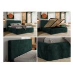 Łóżko tapicerowane TILIANO CLASSIC 140x200 - materac piankowy - ciemnozielony, sztruks