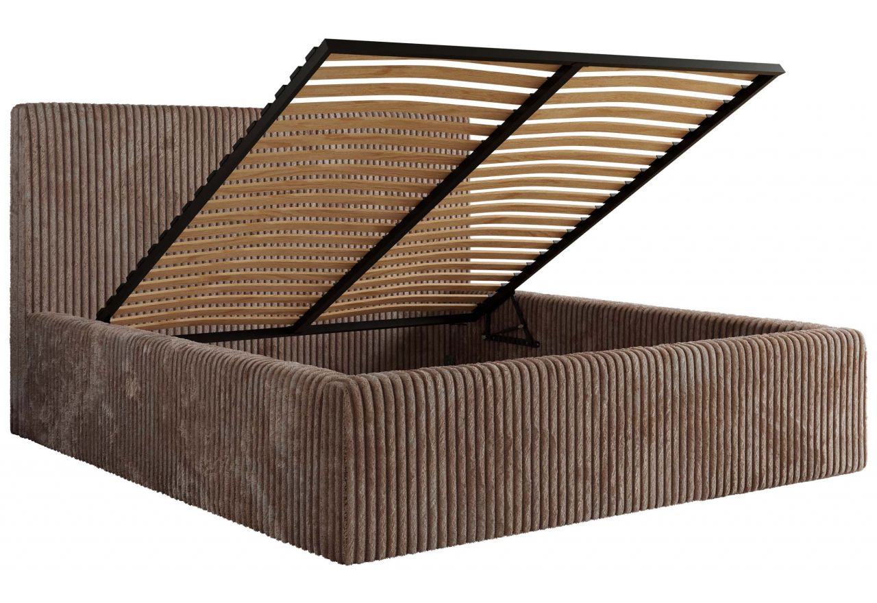 Łóżko tapicerowane TILIANO CLASSIC 180x200 - materac multipocket - brązowy, sztruks