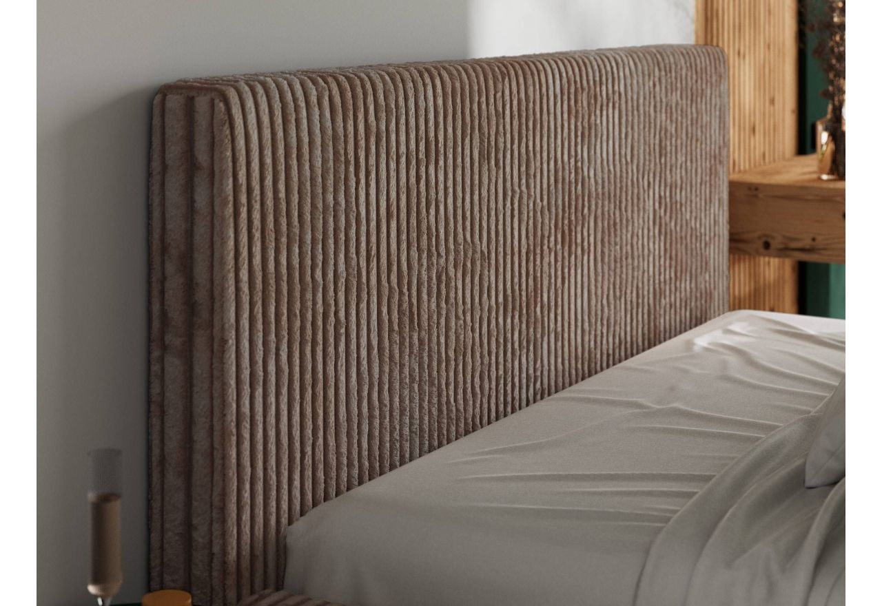 Łóżko tapicerowane TILIANO CLASSIC 140x200 - materac pocket - brązowy, sztruks