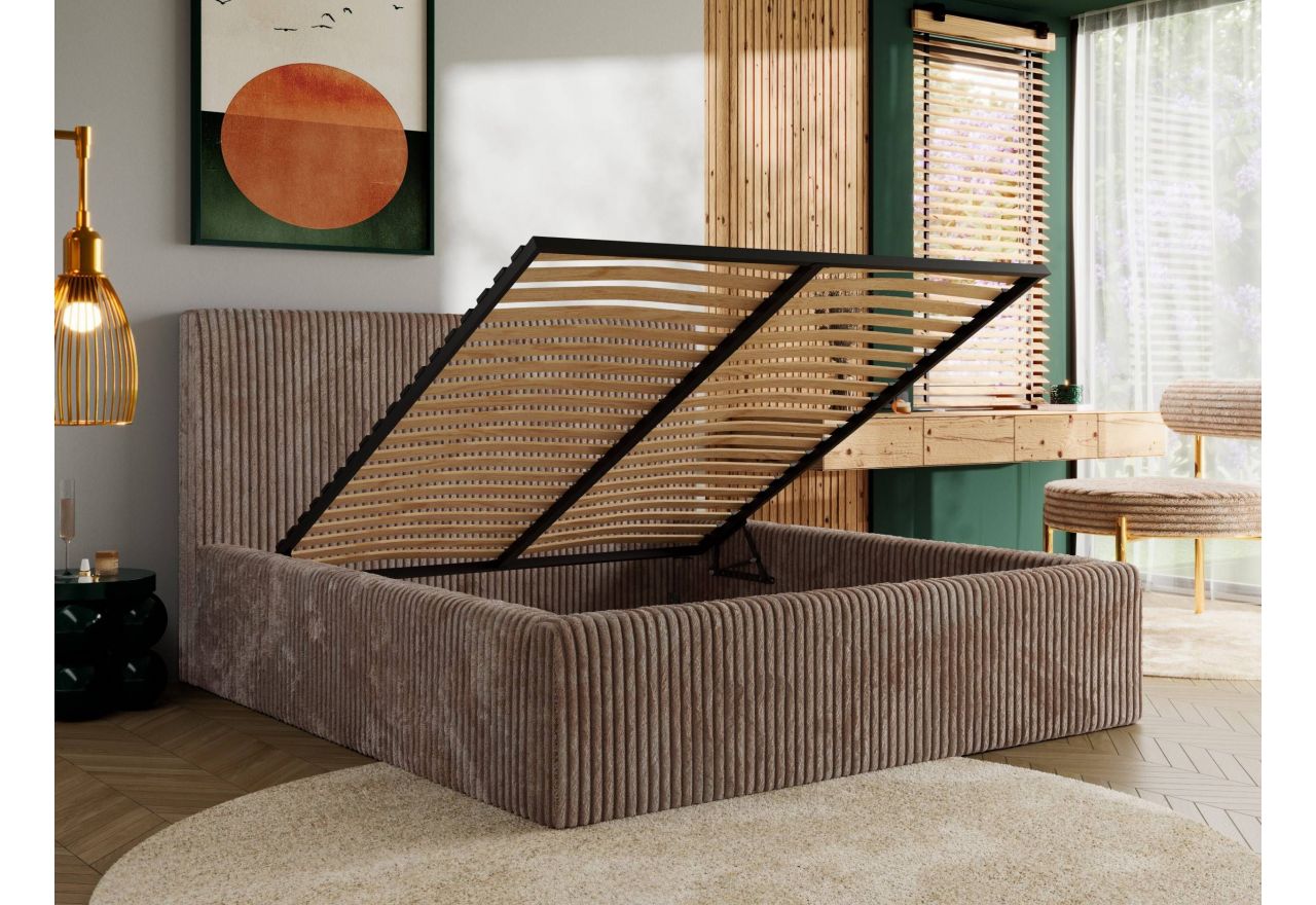 Łóżko tapicerowane TILIANO CLASSIC 200x200 - brązowy, sztruks