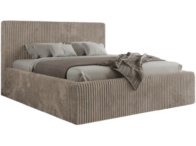 Łóżko tapicerowane TILIANO CLASSIC 200x200 - materac multipocket - jasnobrązowy, sztruks