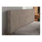 Łóżko tapicerowane TILIANO CLASSIC 140x200 - materac multipocket - jasnobrązowy, sztruks