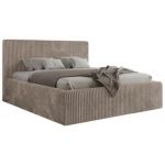 Łóżko tapicerowane TILIANO CLASSIC 200x200 - materac pocket - jasnobrązowy, sztruks