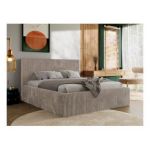 Łóżko tapicerowane TILIANO CLASSIC 180x200 - materac pocket - jasnobrązowy, sztruks