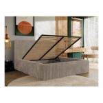 Łóżko tapicerowane TILIANO CLASSIC 160x200 - materac pocket - jasnobrązowy, sztruks