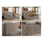 Łóżko tapicerowane TILIANO CLASSIC 160x200 - materac pocket - jasnobrązowy, sztruks