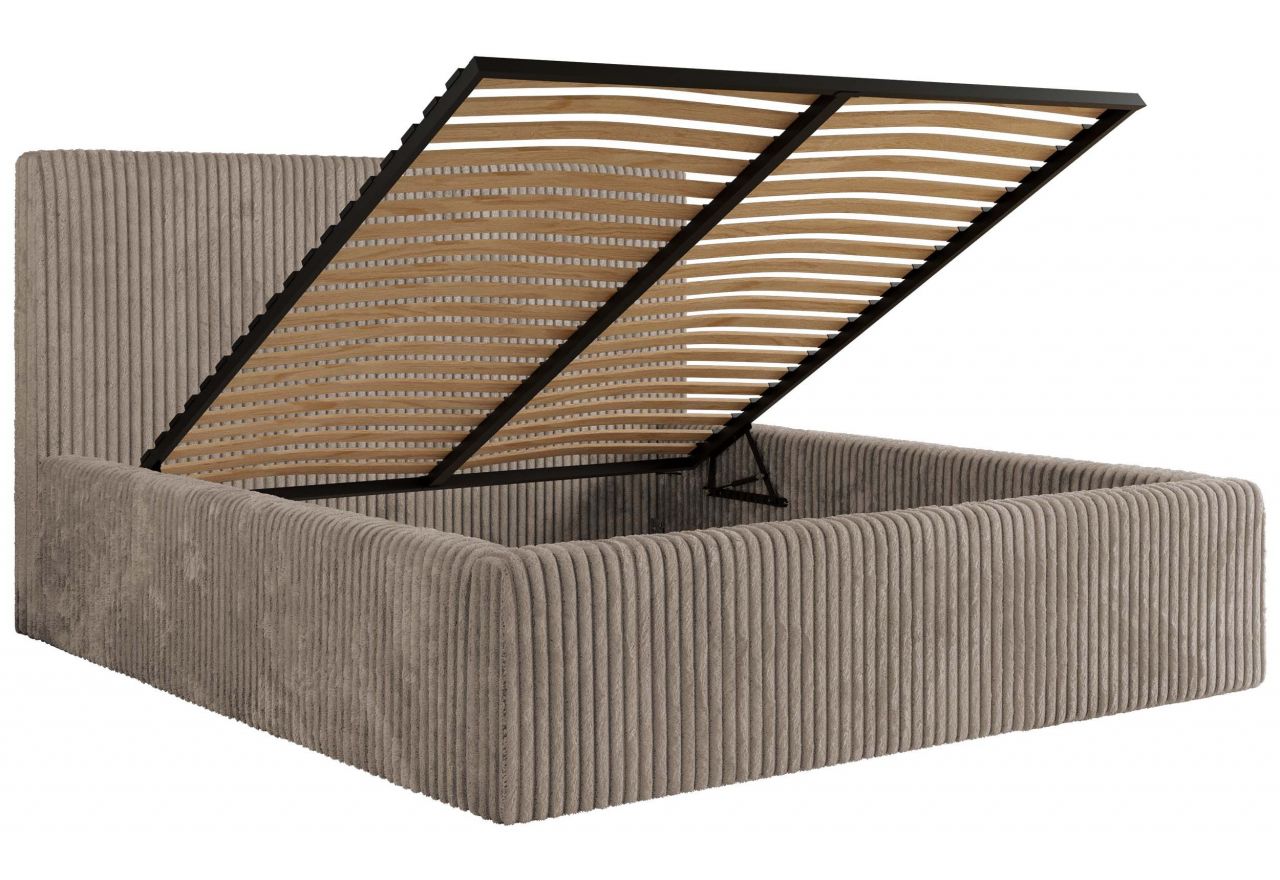 Łóżko tapicerowane TILIANO CLASSIC 140x200 - materac pocket - jasnobrązowy, sztruks