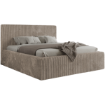 Łóżko tapicerowane TILIANO CLASSIC 200x200 - materac piankowy - jasnobrązowy, sztruks