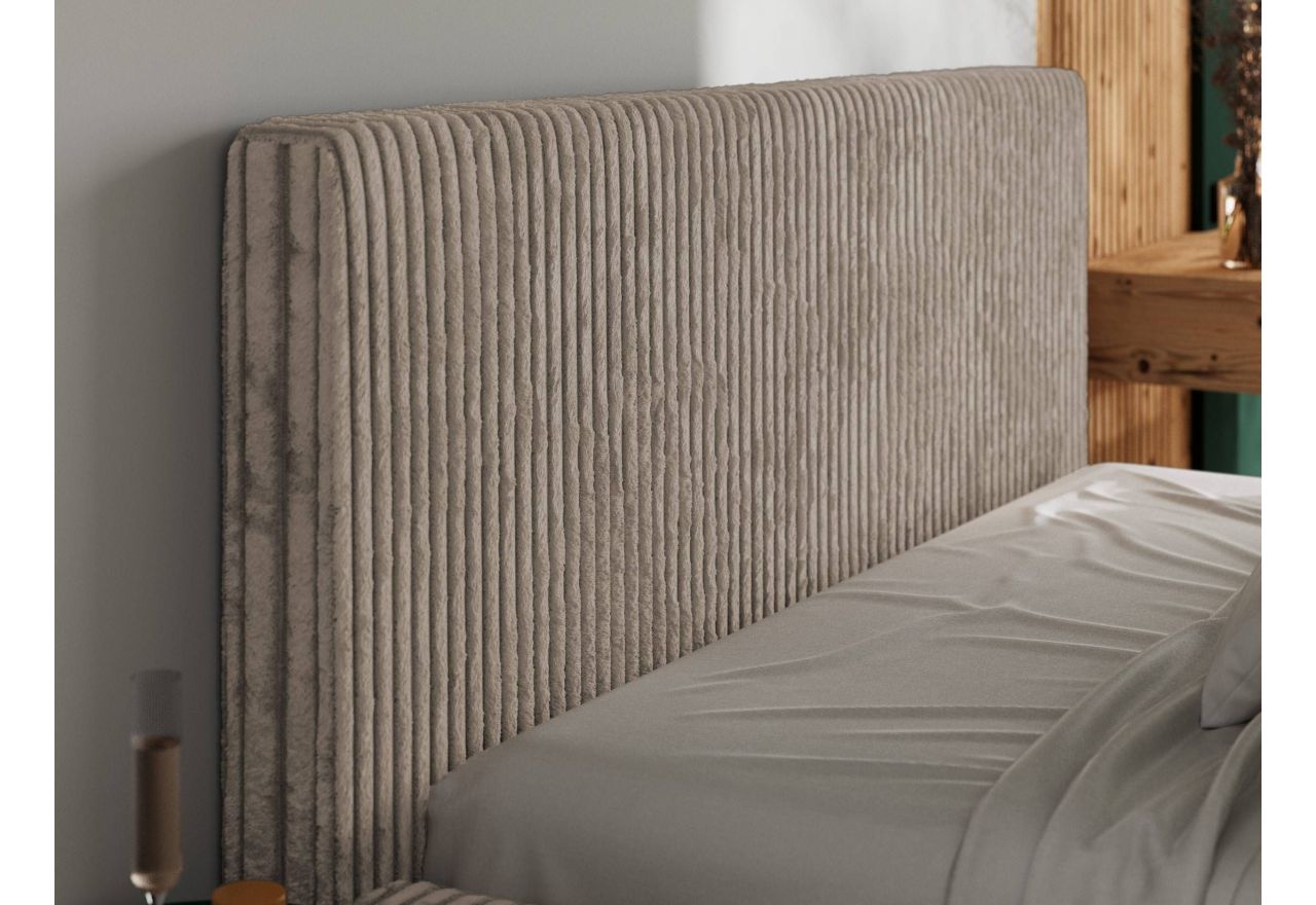 Łóżko tapicerowane TILIANO CLASSIC 200x200 - materac piankowy - jasnobrązowy, sztruks