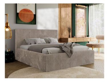 Łóżko tapicerowane TILIANO CLASSIC 180x200 - materac piankowy - jasnobrązowy, sztruks