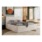 Łóżko tapicerowane TILIANO CLASSIC 180x200 - materac multipocket - beżowy, sztruks