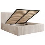 Łóżko tapicerowane TILIANO CLASSIC 160x200 - materac multipocket - beżowy, sztruks