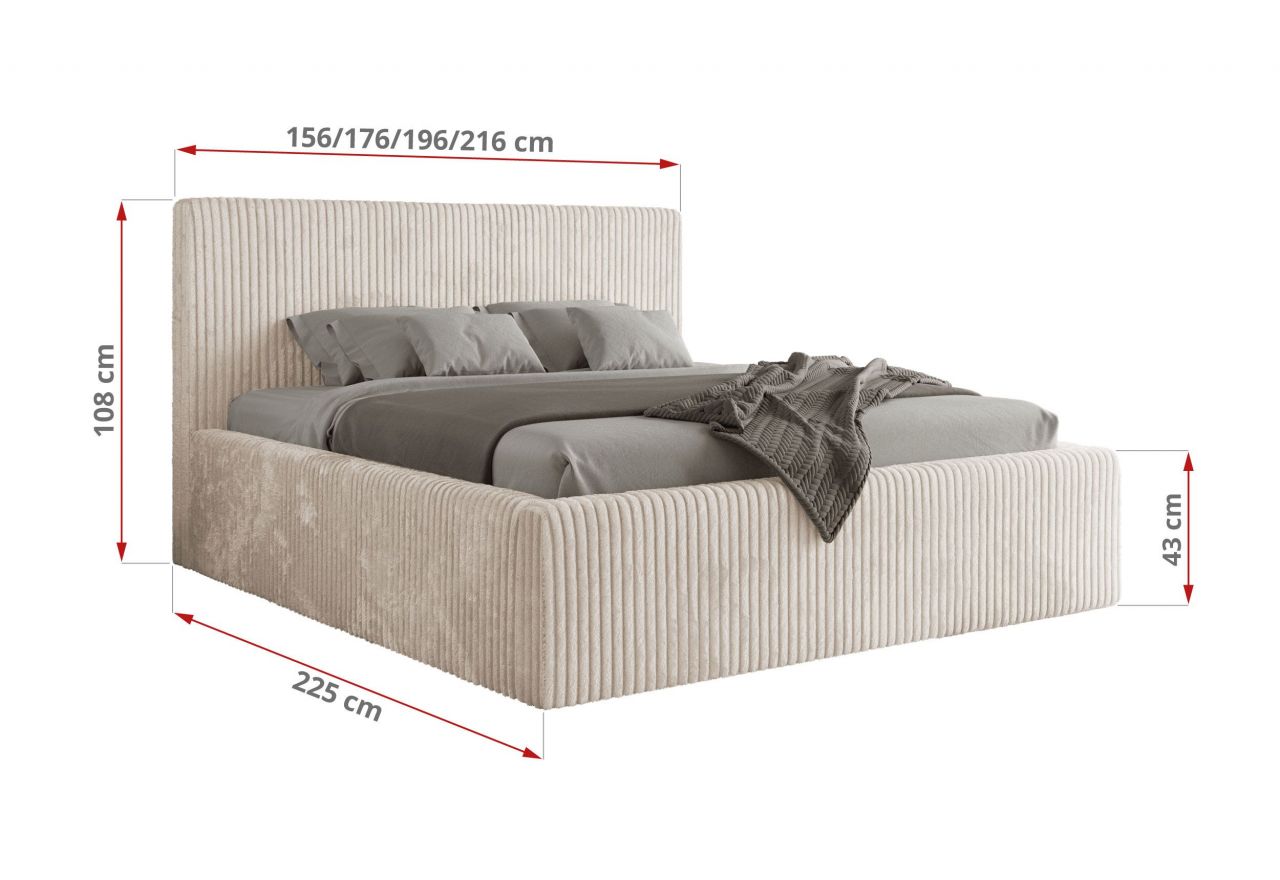 Łóżko tapicerowane TILIANO CLASSIC 160x200 - materac multipocket - beżowy, sztruks