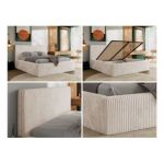 Łóżko tapicerowane TILIANO CLASSIC 140x200 - materac multipocket - beżowy, sztruks