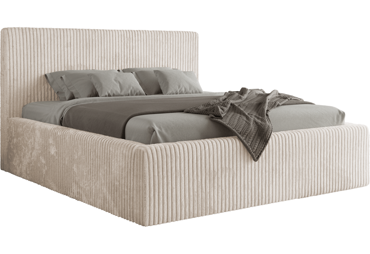 Łóżko tapicerowane TILIANO CLASSIC 180x200 - materac pocket - beżowy, sztruks