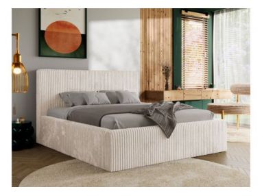 Łóżko tapicerowane TILIANO CLASSIC 180x200 - materac piankowy - beżowy, sztruks