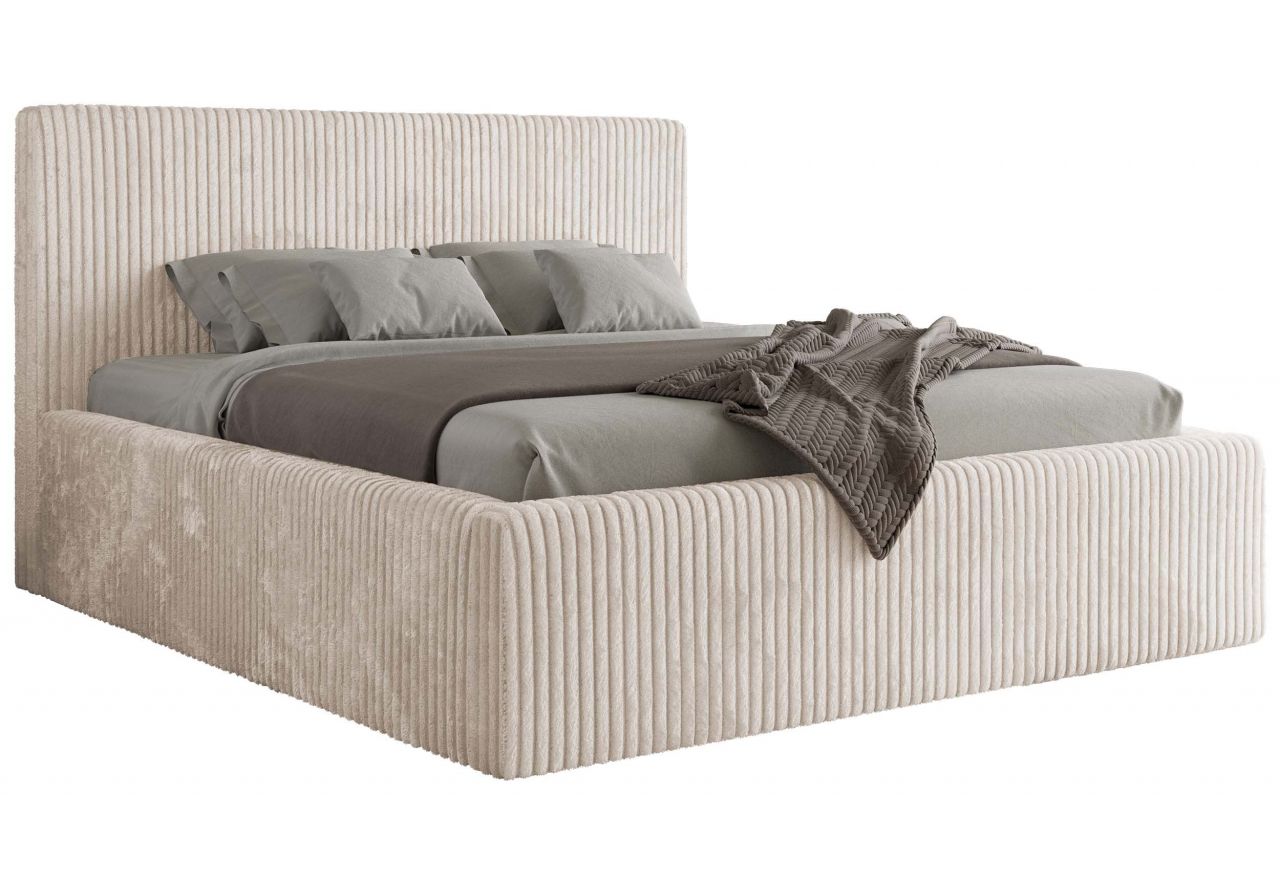 Łóżko tapicerowane TILIANO CLASSIC 180x200 - materac piankowy - beżowy, sztruks