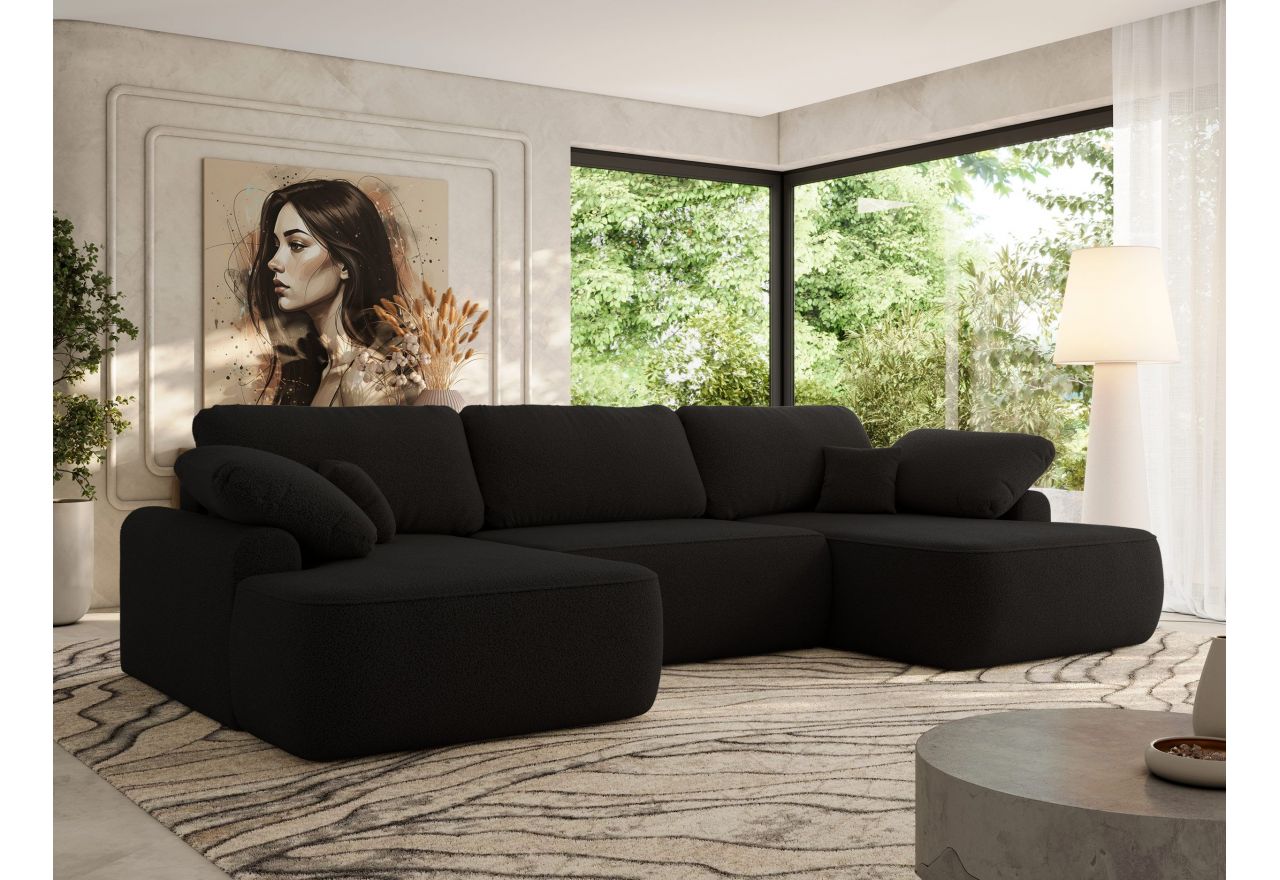 Narożnik CUBO U -  czarny, boucle