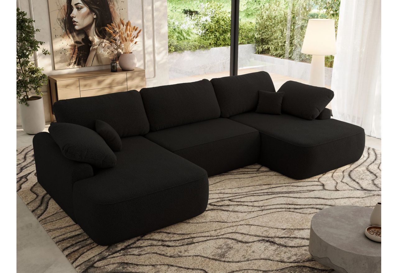 Narożnik CUBO U -  czarny, boucle