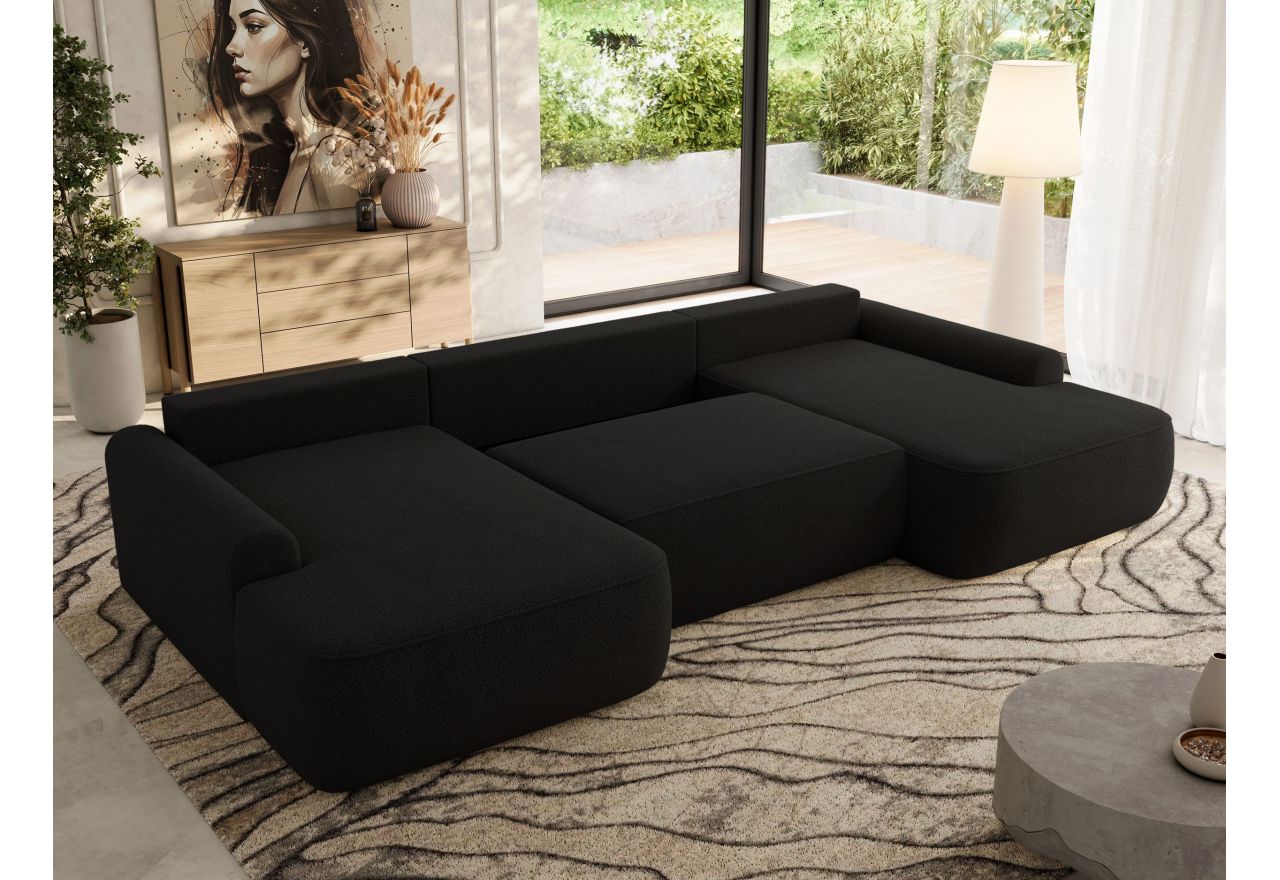 Narożnik CUBO U -  czarny, boucle