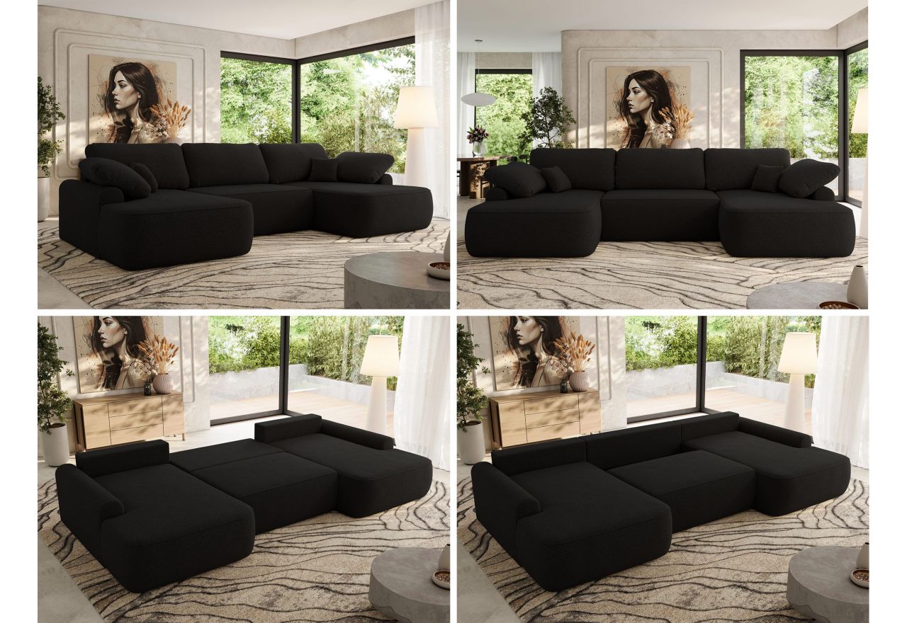 Narożnik CUBO U -  czarny, boucle