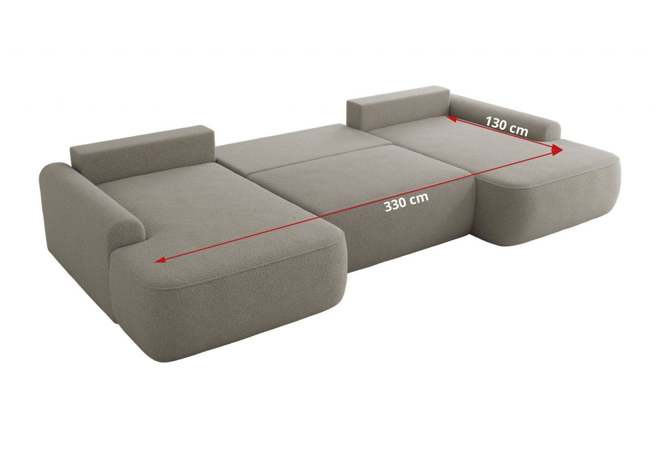 Narożnik CUBO U -  jasnoszary, boucle