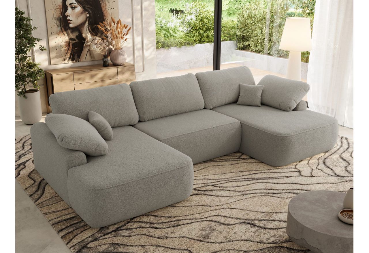 Narożnik CUBO U -  jasnoszary, boucle