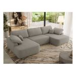 Narożnik CUBO U -  jasnoszary, boucle