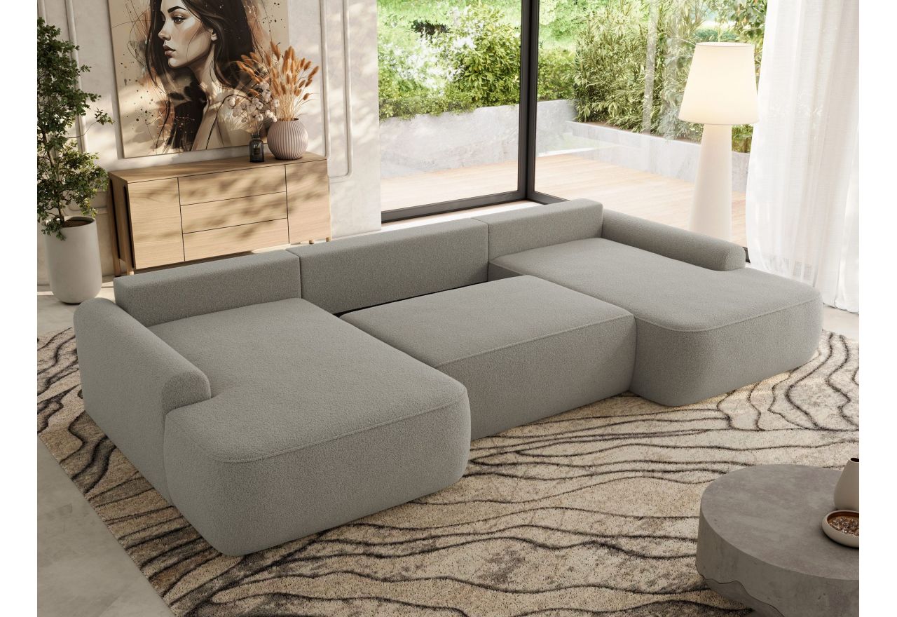 Narożnik CUBO U -  jasnoszary, boucle