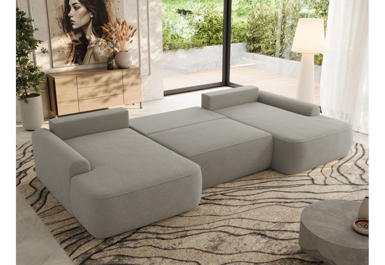 Narożnik CUBO U -  jasnoszary, boucle