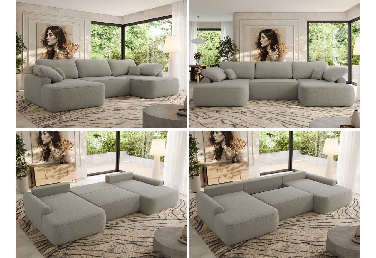 Narożnik CUBO U -  jasnoszary, boucle