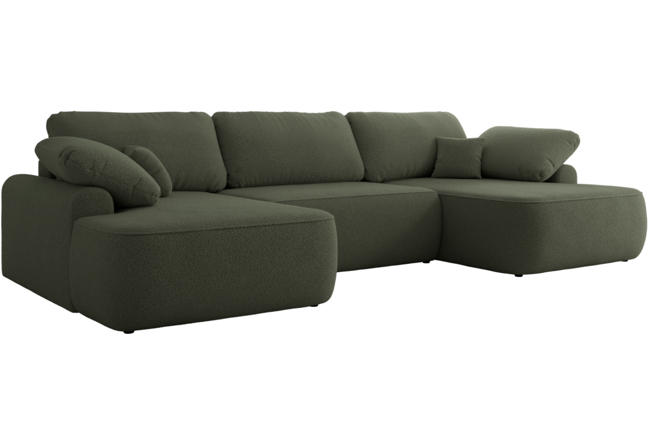 Narożnik CUBO U -  ciemnozielony, boucle