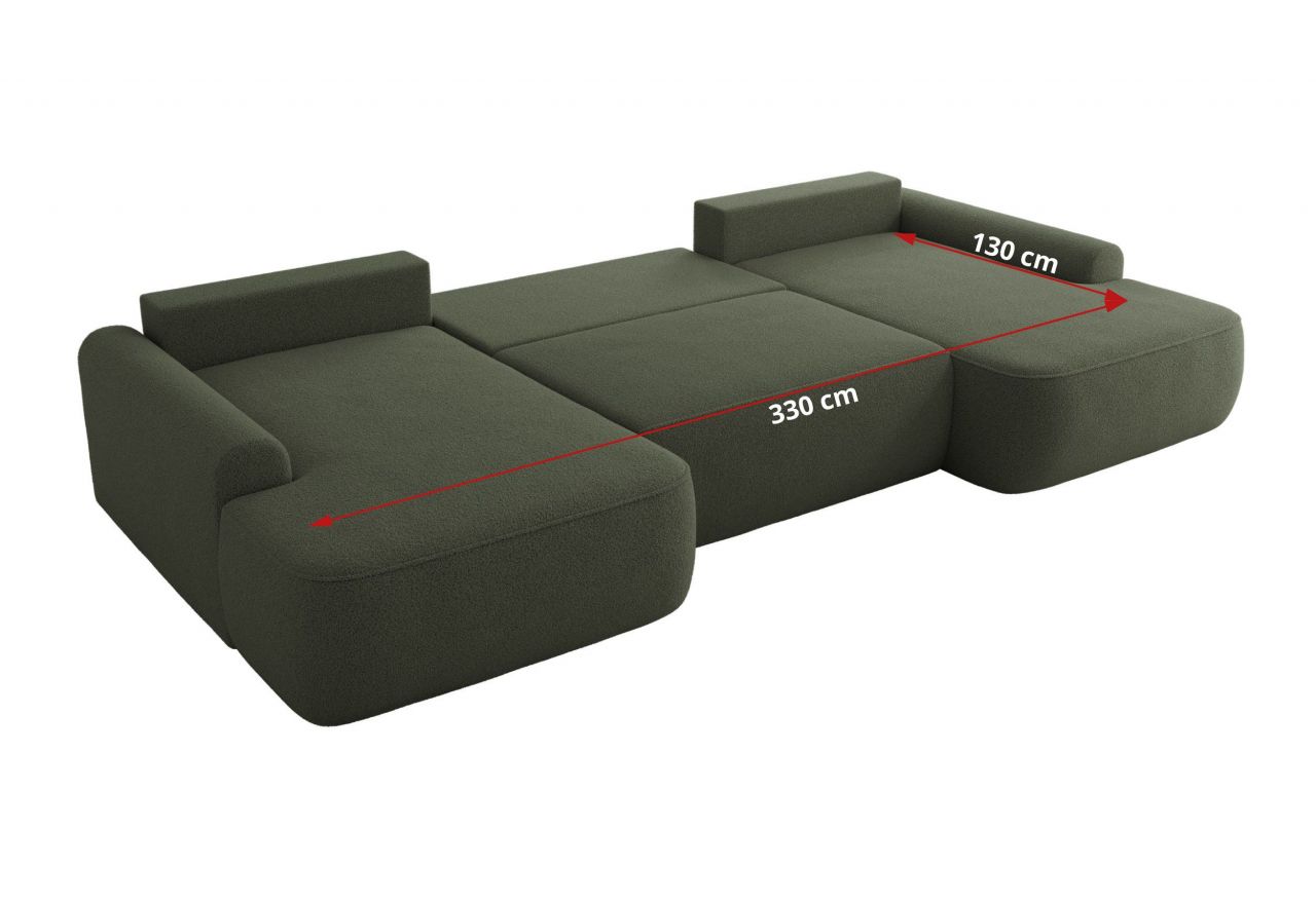 Narożnik CUBO U -  ciemnozielony, boucle