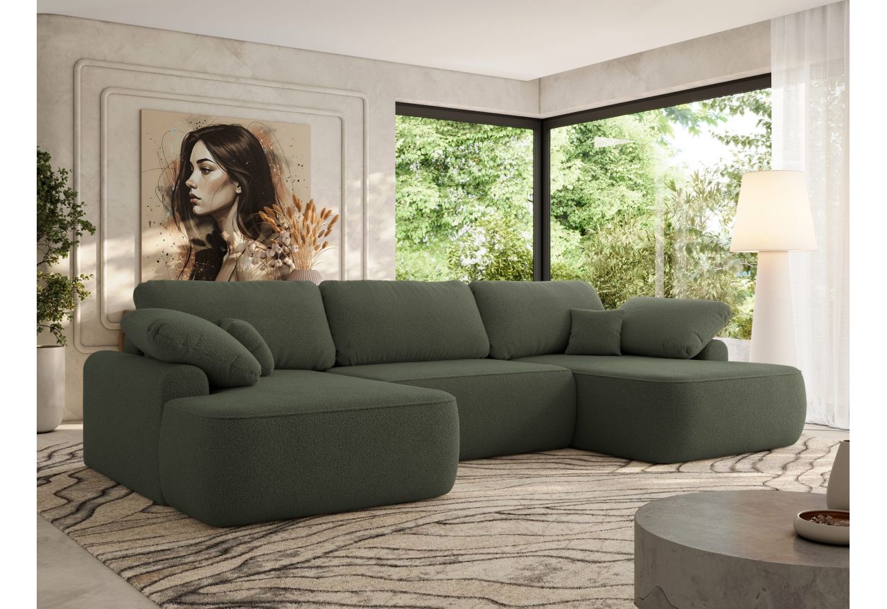 Narożnik CUBO U -  ciemnozielony, boucle