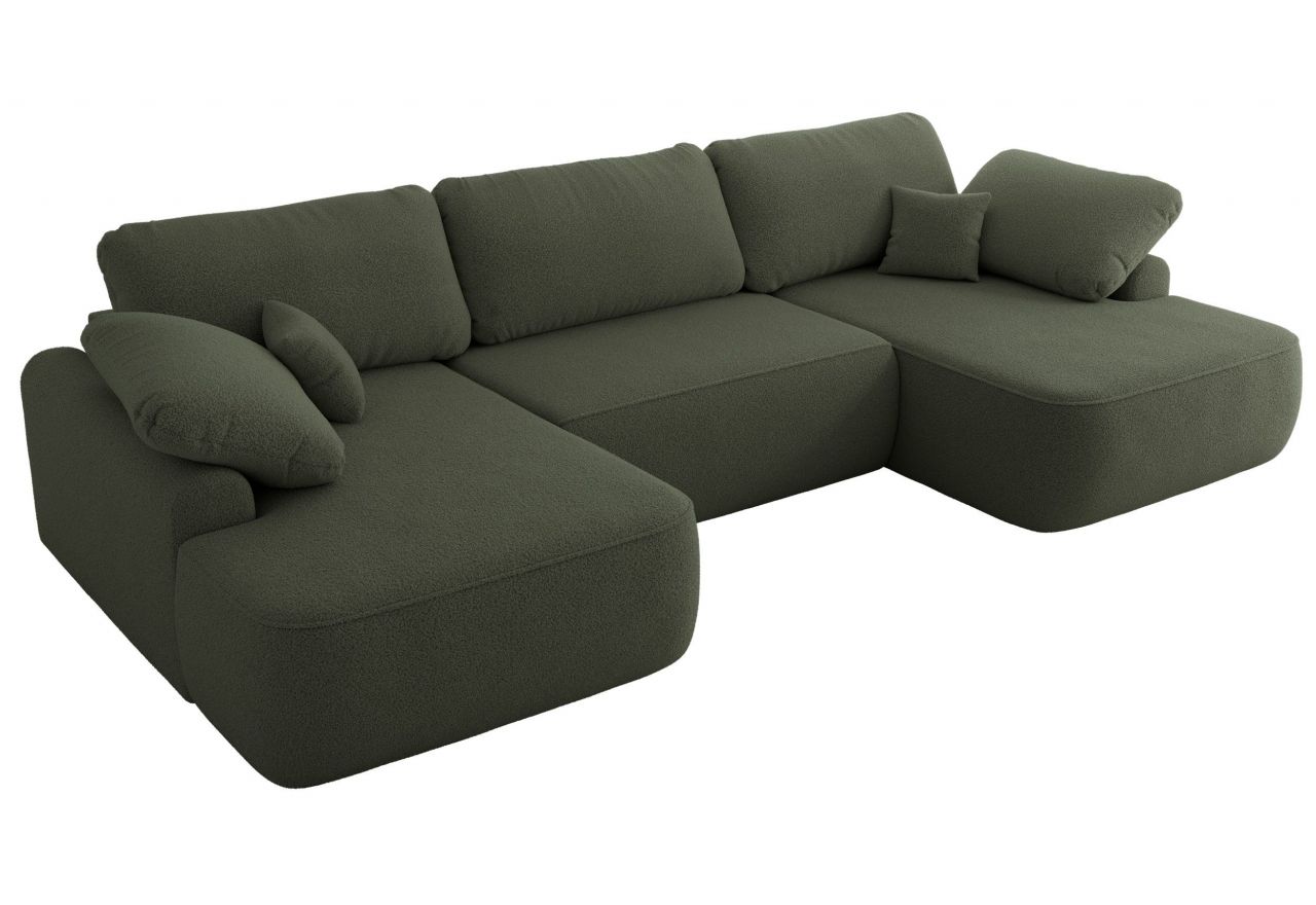 Narożnik CUBO U -  ciemnozielony, boucle